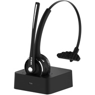 "AIKELA V5.0 Bluetooth Headset with Noise Cancelling Microphone, Wireless  Headset with Charging Dock Stand Headphones w