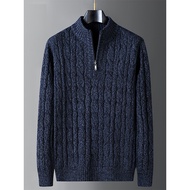half zipper sweater sweater turtleneck zipper Half Turtleneck Zipper Thickened Knit Sweater Pullover