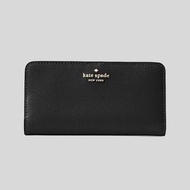 全新KS正品 KATE SPADE 立體logo荔枝紋牛皮13卡釦式黑對開中長夾