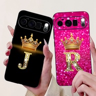 Google Pixel 10 Pro Case GEHN3 Black Fashion A-Z Letter 2D Painted Soft Silicone Cover Google Pixel 