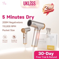 UKLISS Mini Hair Dryer High Speed Negative Ion Anti-Frizz Portable For Travel