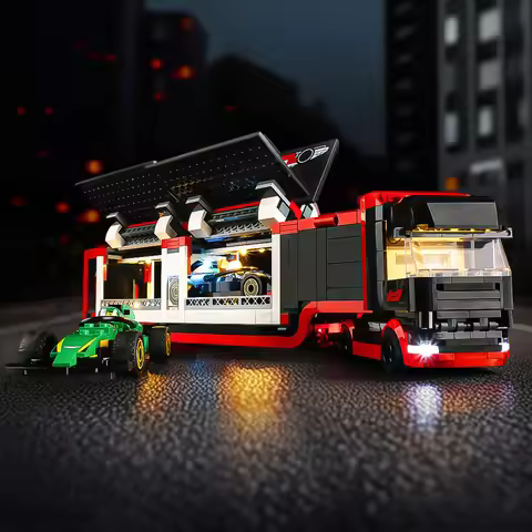 No Model LED Lighting Set Suitable for LEGO F1 Truck with RB20 & AMR24 F1 Cars City 60445 Building B