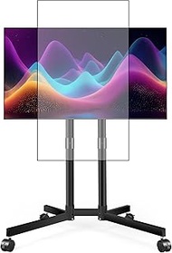 Mobile TV Cart for 32-75 Inch Screens, Rolling Stand with Tilting and Rotating Mount, Adjustable fro