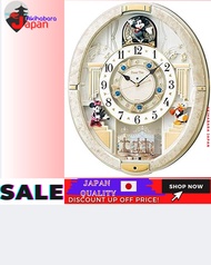 [ 100% Japan Import original ] Seiko Clock Wall Clock Mickey Mouse Radio Analog Karakuri 12 Songs Melody Rotating Ornament Mickey &amp; Friends Disney Time Disney Time White Marble Pattern FW580W SEIKO 精工时钟挂钟米老鼠收音机模拟 Karakuri 12 首歌曲旋律旋转饰品米奇和朋友迪士尼时间迪士尼时间白色大理石图