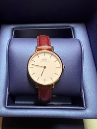 Dw玫瑰金色 皮革手錶 Daniel Wellington 二手 女錶 小錶 飾品
