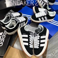 A.das Campus's Neaker Black White Gum HQ8708 Black White Stripes and Yellow Soles MXA7