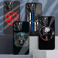 PUNISHER 02 Tempered Glass Phone Case For IPhone 15 14 13 12 11 Pro XS Max Plus Mini X XR 8 7 6s SE2