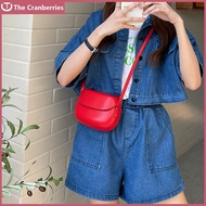 FB4 Korean retro ins red saddle bag Messenger small bag female bag all-match simple mobile phone bag