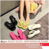 [SG SELLER] 5cm Wedge Sandals EVA Thick Sole Flip Flop Outdoor Slipper for Women