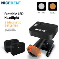 NICEDEN Wireless 60000lux Dental LED Headlight Removable 2pcs batteries Clip-on Headlamp for Loupes