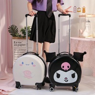 Sanrio Kuromi กล่องเคสรถเข็นเครื่องบินกระเป๋าเสื้อผ้ากระเป๋าเดินทางแบบพกพากระเป๋าเดินทางน่ารักลายการ์ตูนของเล่นของขวัญเด็กสำหรับเด็ก