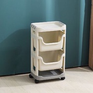 全城熱賣 - 浴室儲物櫃,廚房置物架 多功能可移動帶滑輪置物收納筐架【白色置物框（3層）】 #KHH