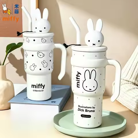 Anime Miffy Ice Tyrant Thermos Cup Large Capacity Water Cup Good Looks Girls Straw Personality Tide 