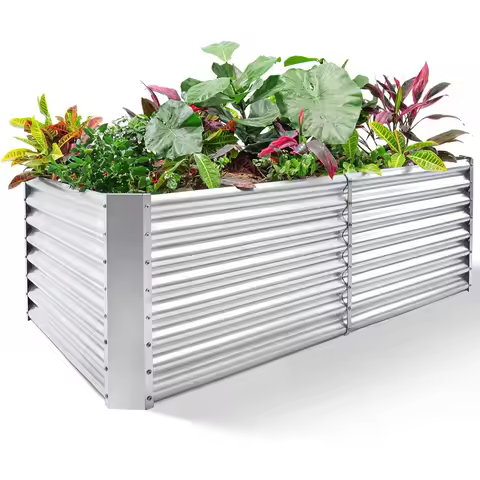 Galvanized Raised Garden Bed Kit 8x4x2 FT Outdoor Large Metal Planter Box for Vegetables