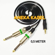 (JG01) Kabel 2 TRS/Akai 6,5 MONO Male To Mini Jack Aux 3.5mm Gold Male