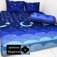 Set Sprei Anak Motif Bulan Bintang & Kucing Hitam - Katun Disperse Lembut Tebal