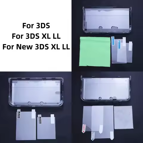 Plastic Clear Crystal Shell Skin Case Cover For 3DS 3DS XL LL New 3DS New 3DS XL/LL Game Console Wit
