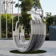 Hotel Luminous Waterscape Ring Hollow Stainless Steel Sculpture Sculpture Lawn Sculpture Stainless S