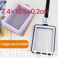 [7.4 * 10.5 * 0.9cm] Simple A7 Large Large Space Student Electronic School Card Holder Double-Sided 