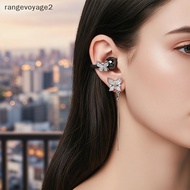 [rangevoyage2] Open Ear Wireless Earbuds with Dazzling Butterfly Rhinestone Charms for Everyday Chic