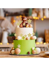 5入組/10入組星形/心形可愛蛋糕裝飾插牌，適用於母親節、生日、婚禮、節日派對、聖誕節、萬聖節、情人節裝飾甜點桌