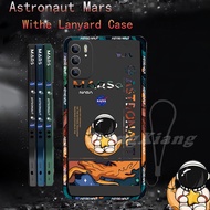 Rain Case ยางนุ่มสำหรับ Realme C21Y C25Y C35 C55 C17 Realme 8i C11 2021 C20 C15 C12 Realme C25S C25 C3 Realme C2 C1 Realme5 7i 5i 6i ที่มีสีสันรูปแบบด้านแฟชั่นใน Mars นักบินอวกาศกับ Lanyard โทรศัพท์