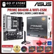 ASUS PRIME B840M-A WIFI CSM SOCKET AM5 Gaming Motherboard + AMD Ryzen 7000 8000 9000 Series Processo