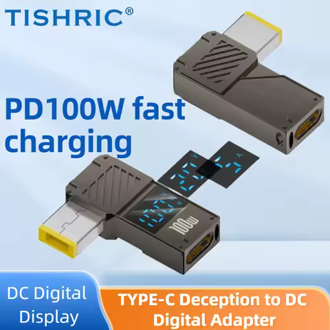 TISHRIC PD 100W USB C PD To DC Power Connector 5A 18.5-20V Female Type-C To DC Male Laptop Charging 