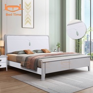 Laura Queen Size Solid Wood Bed | Grey &amp; Green Color | Katil Kayu Queen | Kayu Getah
