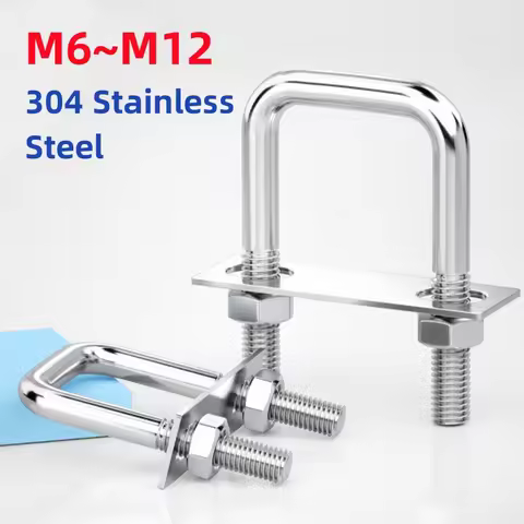 M6 M8 M10 M12 304 Stainless Steel Square Clamp U Bolt Right Angle U Screw Clamp Nuts Plate Baffles U