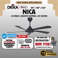 【FIERO NICA】Fiero NICA 5 Blades DC Motor Ceiling Fan with 16 Speeds + RF Remote Control - Matt Black