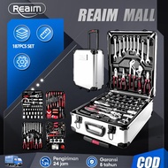 REAIM Tool Kit 187 PCS Set Kunci 1/2 dan 1/4 Inci Socket Wrench Set Soket Kunci Inggris Alat Perbaik