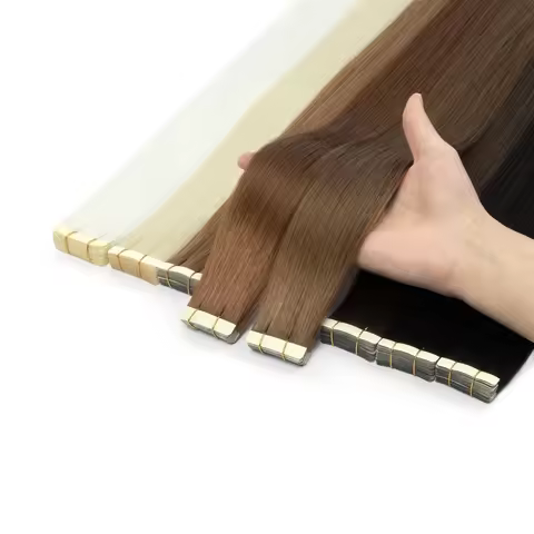 Tape in Hair Extensions Synthetic Hair Blonde Seamless Tape Hair Extensions 4x0.8cm Skin Weft PU Tap