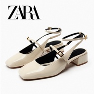 Zara Ballet Shoes Thick Heel Sandals Square Toe Chanel Style Shoes