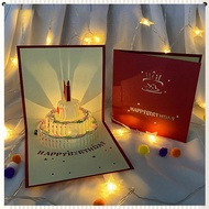3D Birthday Card with Music and Light Blessing Card Pop Up Cake Wish Card Birthday Gift Card