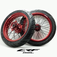 WHEELSET BAN SET SUPERMOTO CRF 150L VELG MERAH TROMOL MERAH BAN FDR