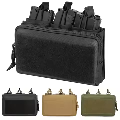 Tactical Triple Magazine Pouch Double Layer Molle Admin Pouch Quick Access Open Up Design for M4 M16