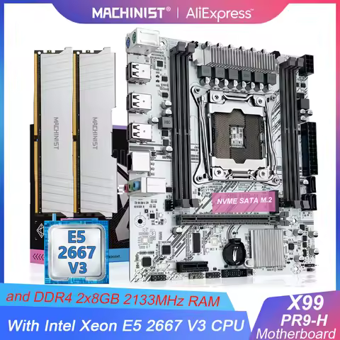 MACHINIST X99 PR9-H Motherboard LGA 2011-3 combo Intel Xeon E5 2667 V3 CPU DDR4 16GB 2133mhz RAM NVM