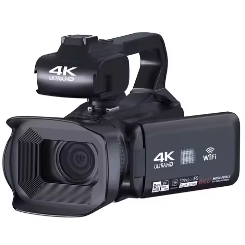 Professional Video Camcorder 4K Auto Focus Vlogging Camera for YouTube 64MP 60FPS WiFi Webcam 4" Tou