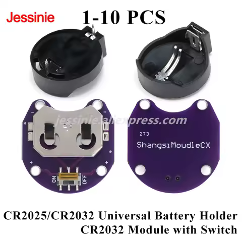10pcs/1pc CR2025/CR2032 Universal Battery Holder 3V 2P Direct Plug Button Cell Battery Holder Module