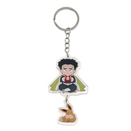 Demon-Slayer Gyomei Himejima keychain Cute Gyomei with Eevee Dangle key ring Anime Crossover for Bac