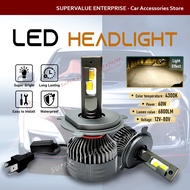 2Pcs Led Headlight Bulb Yellow 4300K 60W Led Bulb 9006 H1 H3 H4 H7 H11 Headlights Car Beam LED Light