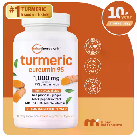 Micro Ingredients Turmeric Curcumin 1,000mg | 95% Curcuminoids with Black Pepper & MCT Oil for Ultim