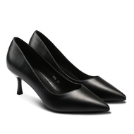 สีดำ รองเท้าส้นสูง ผู้หญิง ฤดูใบไม้ร่วง Professional Thin Heel Buckle Low Heel Pointed Toe หลากหลาย