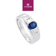 HABIB Blue Sapphire Diamond Men's Ring in 925 Silver Palladium 11953(PLD)