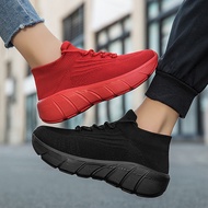 Unisex Comfortable Bare-Feel Sneakers Women's Black Running Shoes Platform Elevator Ladies' Shoes