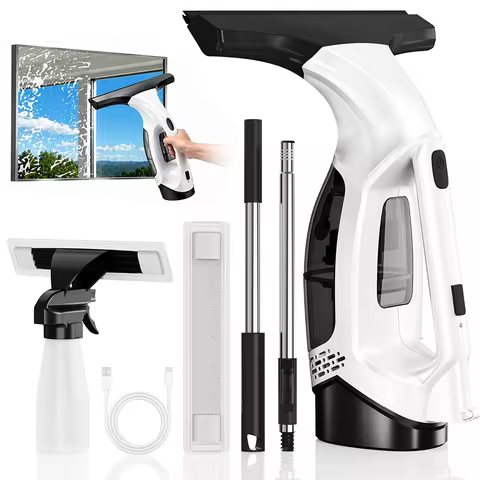 Electric Window Cleaner Squeegee Window Vacuum Squeegee Cordless 2000Pa Suction 150ml Tank for Showe