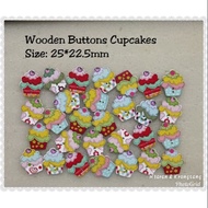 Wooden Buttons Cupcakes