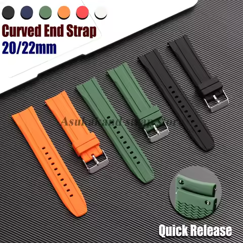 Silicone Strap 20mm 22mm Curved End For Rolex for Seiko 5 SKX007 Watchband Men Women Sport Waterproo