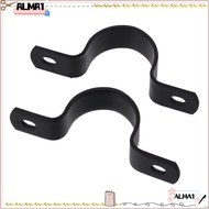 ALMA Two Hole Pipe Strap, Black 1inch（32mm） Iron Pipe Shelf Bracket, Durable Carbon Steel Pipe Clamp Fittings Worker